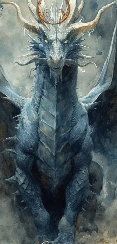 Majestic dragon with chains in fantasy style.