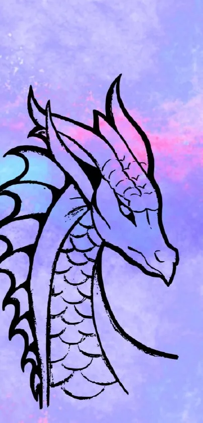 Purple dragon design with cosmic night sky background.