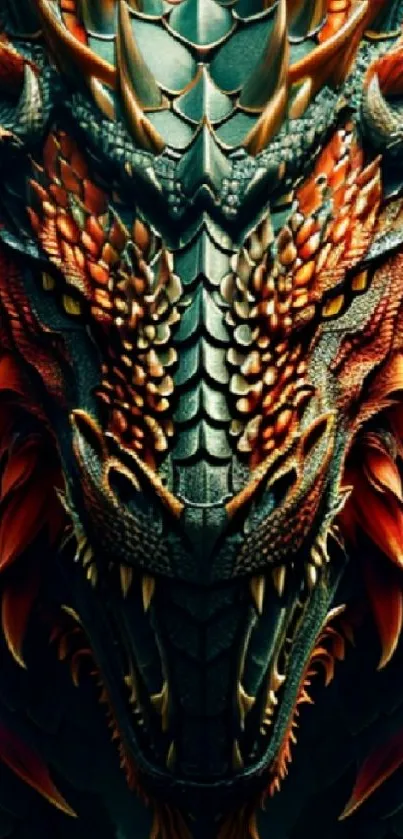 Majestic dragon with vibrant scales and deep hues in mobile wallpaper.