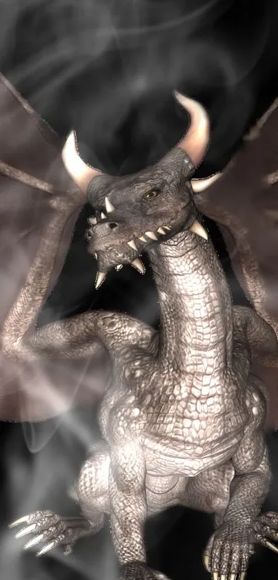Brown dragon with detailed wings on a transparent background.