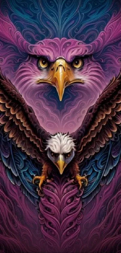 Stunning wallpaper of a majestic eagle with vibrant colors and artistic design.