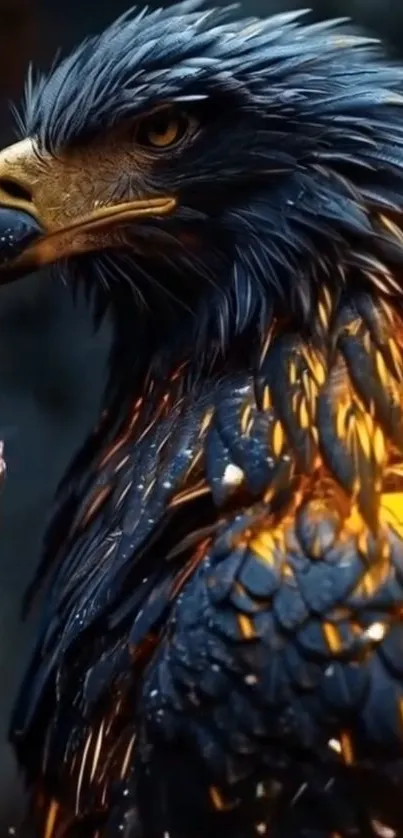 Majestic eagle with fiery feathers