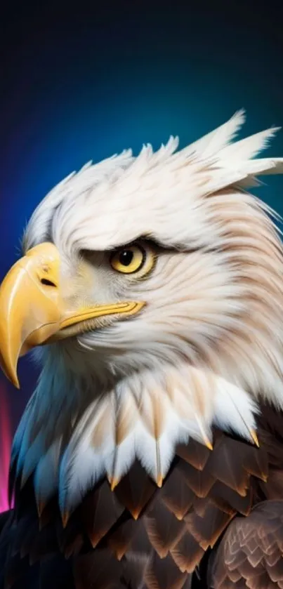 Detailed illustration of a bald eagle with vibrant feathers.