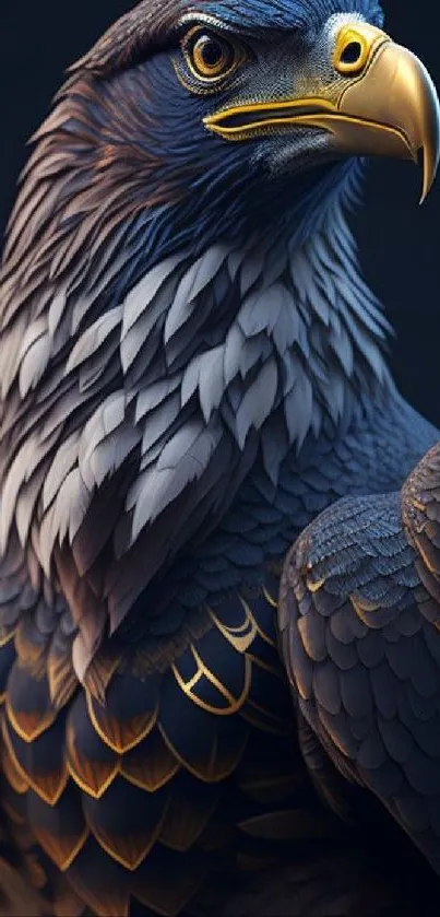 3D eagle wallpaper with detailed feathers and bold colors for mobile phone.