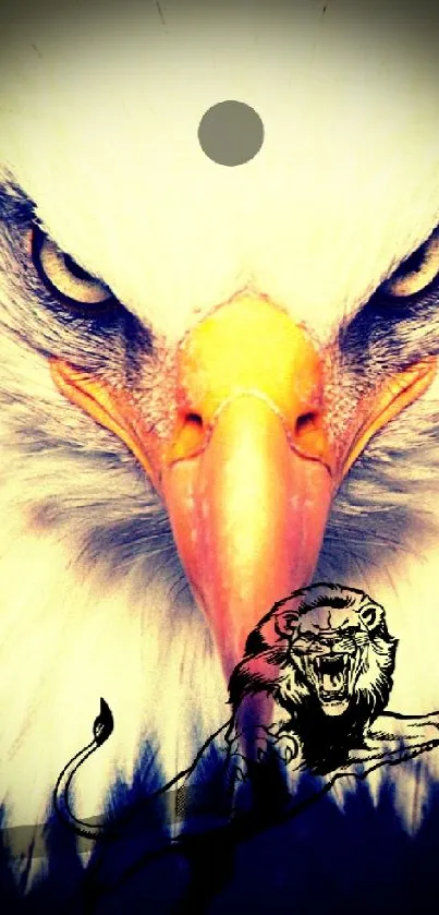 Majestic eagle with intense gaze on phone wallpaper