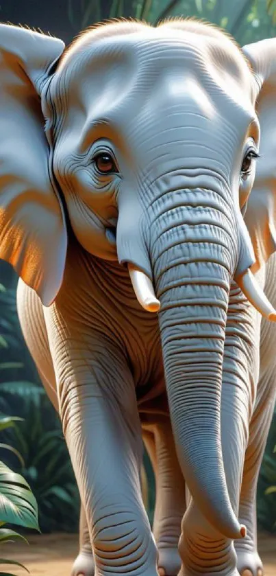 Artistic elephant in jungle scenery wallpaper.