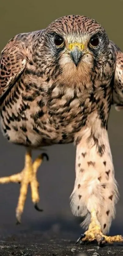 Close-up of a majestic falcon on a mobile wallpaper.