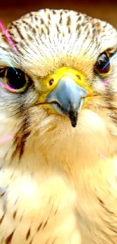 Close-up image of a majestic falcon with a sharp gaze.