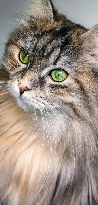 Maine Coon cat with green eyes and fluffy fur