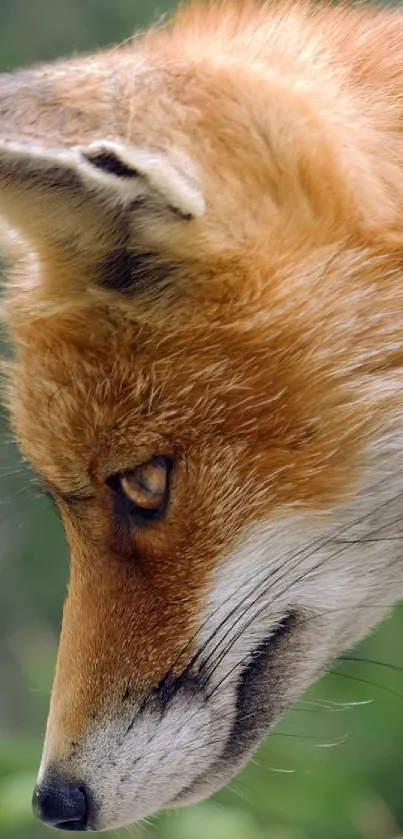 Majestic fox in lush green forest background.