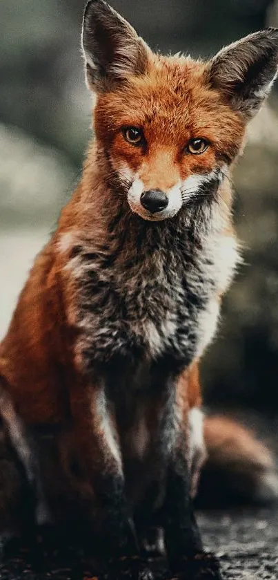 Majestic fox in natural pose mobile wallpaper.