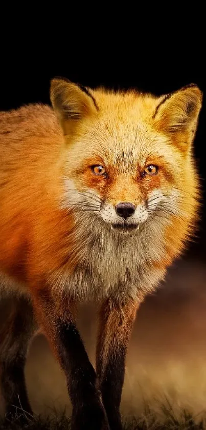 Majestic fox with striking orange fur in a captivating nature wallpaper.