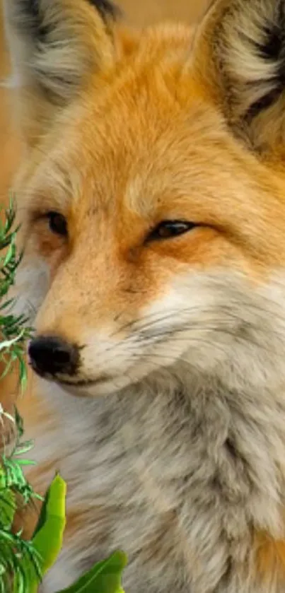 Majestic orange fox in its natural habitat, vividly captured for your phone screen.