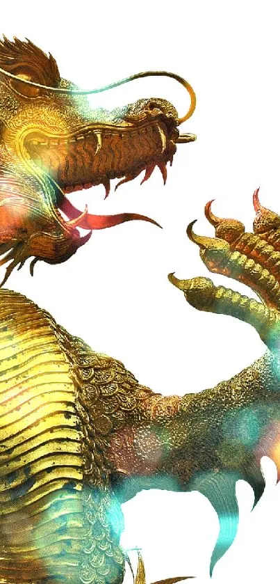 Majestic golden dragon wallpaper with intricate details.