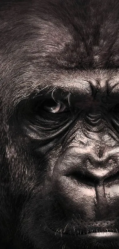 Close-up of a majestic gorilla with intricate details.