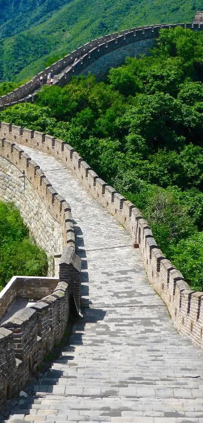 Majestic Great Wall with lush green surroundings.