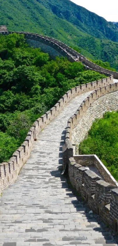 Great Wall amidst lush green scenery