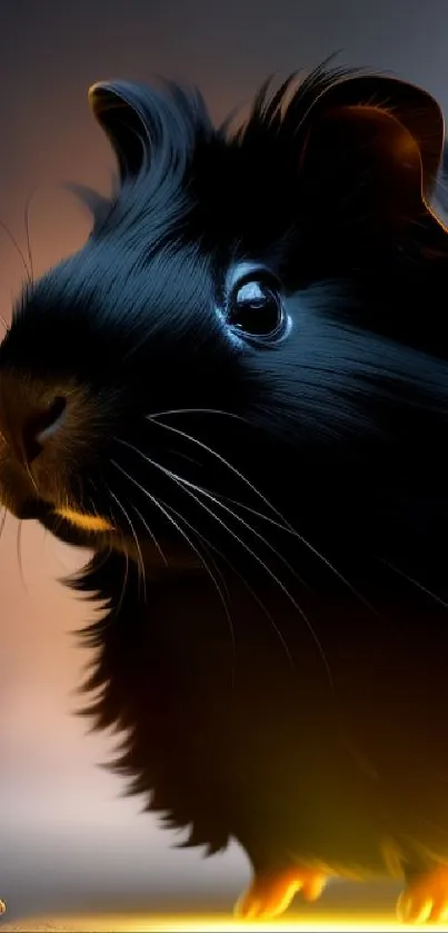 Artistic guinea pig with vivid lighting effects in a digital illustration.