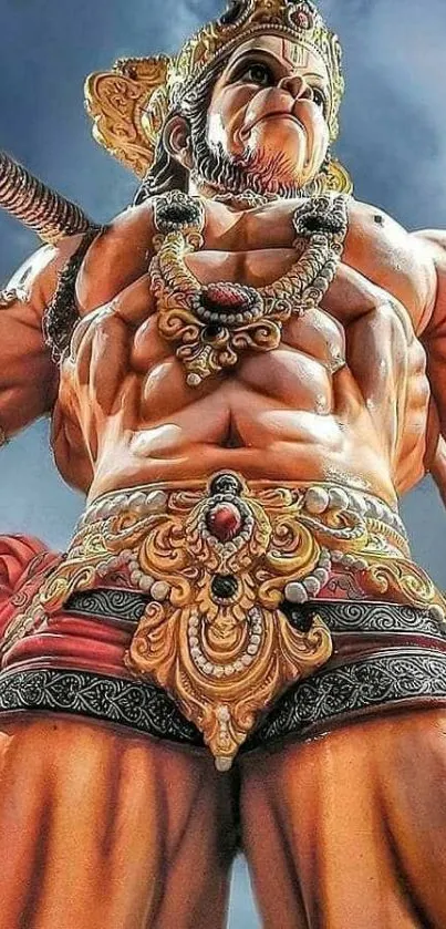 Majestic Hanuman with intricate detailing and vibrant colors.