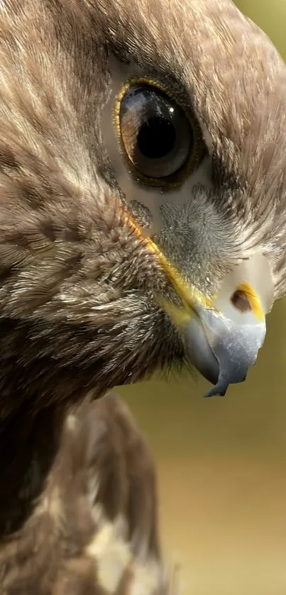 Close-up of a majestic hawk showing detailed feathers and intense gaze.