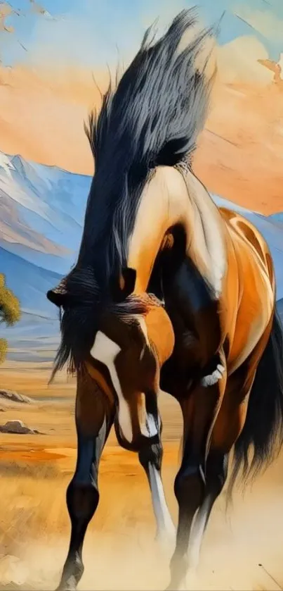 A majestic horse in a vibrant natural landscape.