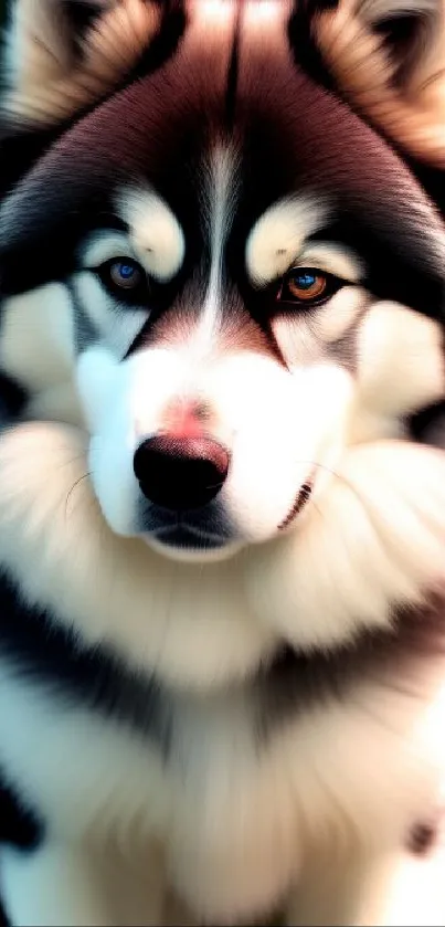 Majestic husky with blue and brown eyes, perfect mobile wallpaper.