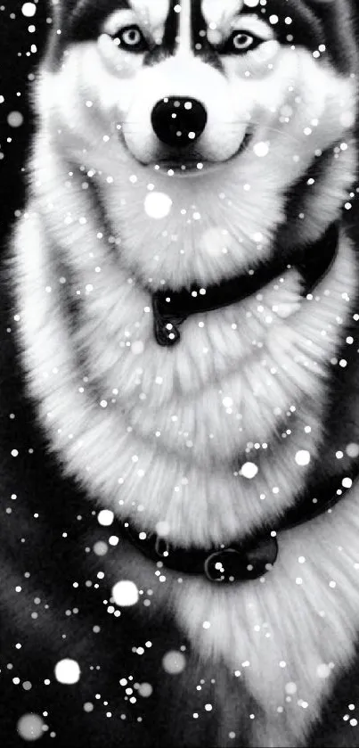 Majestic husky in monochrome art, perfect for mobile wallpaper.