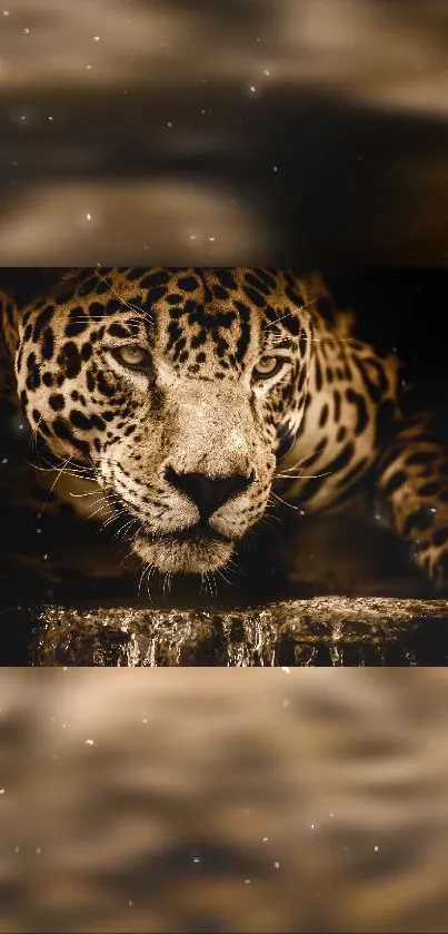 Close-up of majestic jaguar on dark backdrop, perfect for wallpaper.