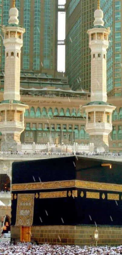 Kaaba in Mecca surrounded by worshippers