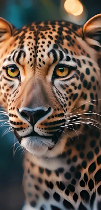 Realistic digital artwork of a leopard with vibrant details.