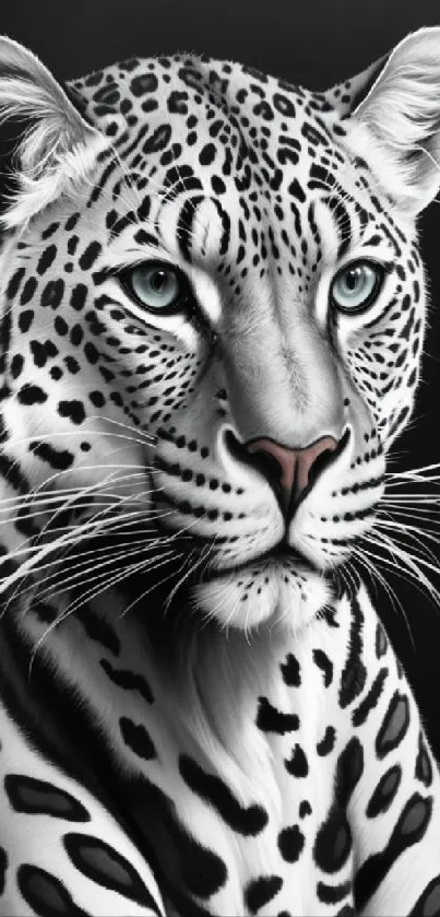 Black and white leopard art wallpaper for mobile.