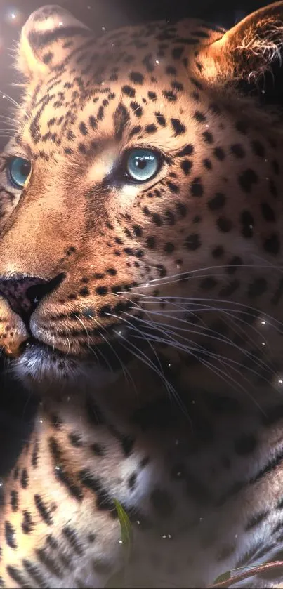 Leopard in sunlight mobile wallpaper showcasing natural beauty.