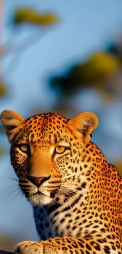 Leopard in natural habitat, ideal phone wallpaper.