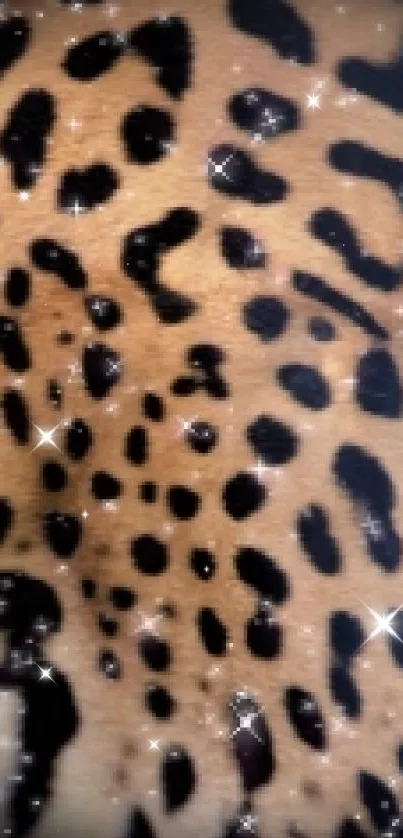 Leopard with black spots in jungle setting, vibrant and majestic.