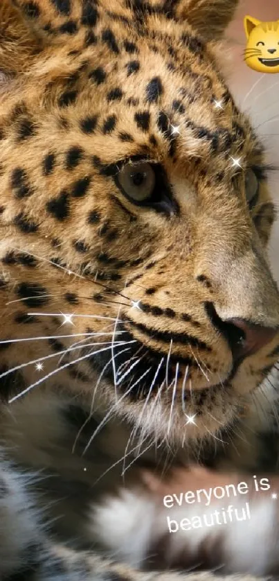 Majestic leopard in natural habitat with golden fur details.