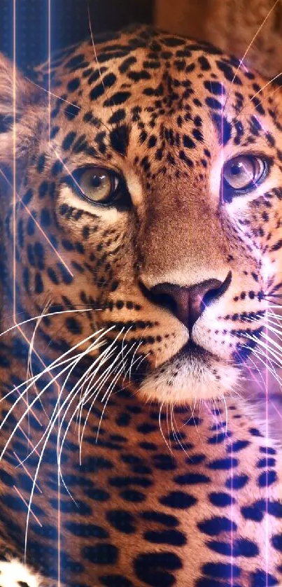 Majestic leopard resting in natural habitat.