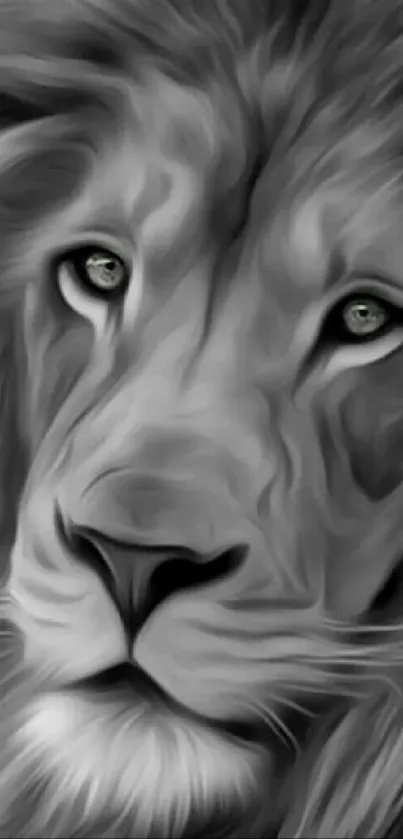 Artistic black and white lion wallpaper for mobile.