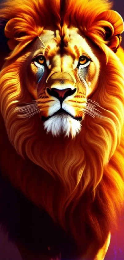 Colorful lion artwork mobile wallpaper with vibrant details.