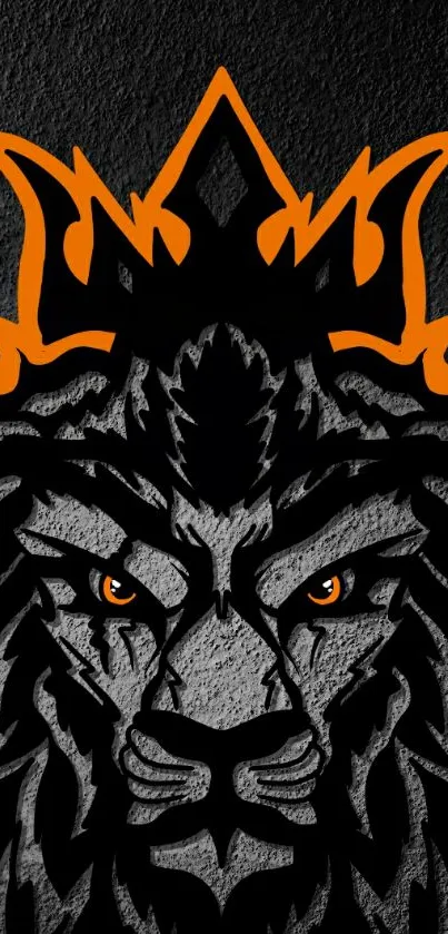 Majestic lion art in orange and black tones for mobile wallpaper.