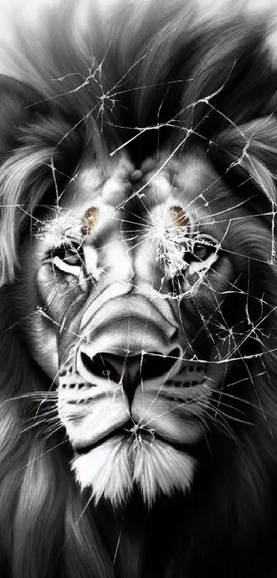 Black and white lion artwork for mobile wallpaper.