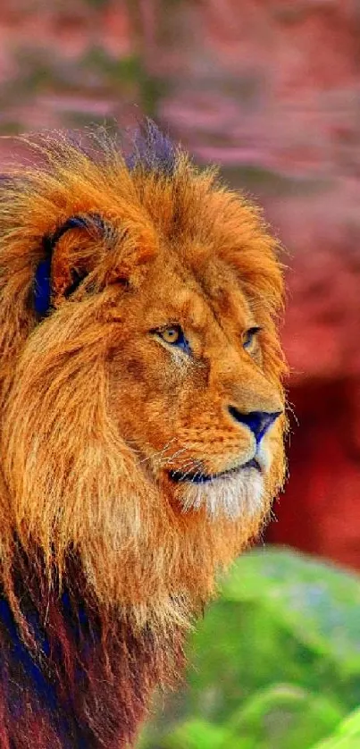 Majestic lion with a vibrant golden mane.