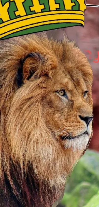 Majestic lion with crown wallpaper for mobile.