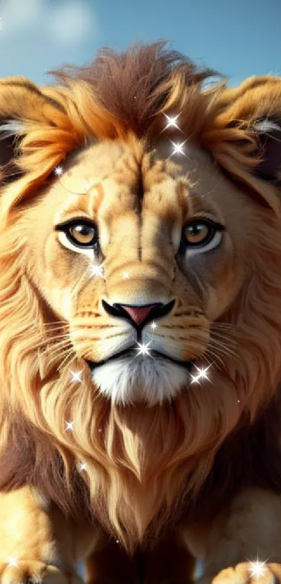 Realistic lion in natural setting, perfect for a majestic phone wallpaper.