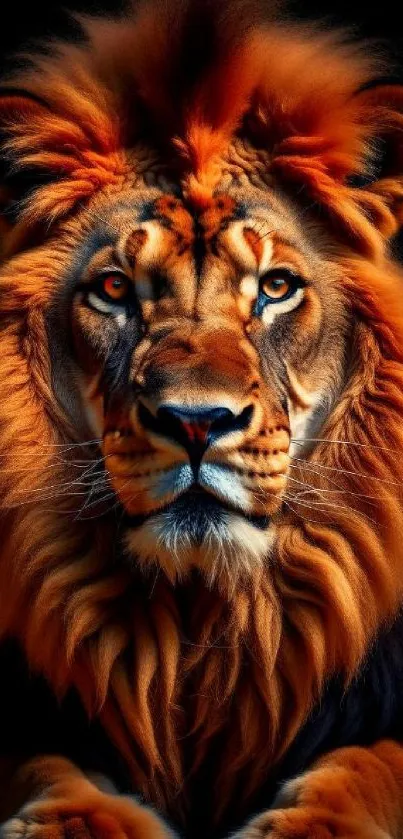 Majestic lion with vibrant orange mane.
