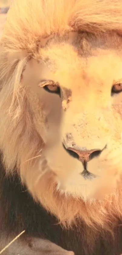Majestic lion in a serene pose for mobile wallpaper.