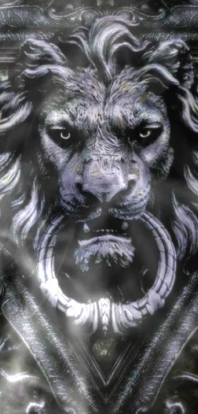 Majestic dark-themed lion mobile wallpaper with intricate details.