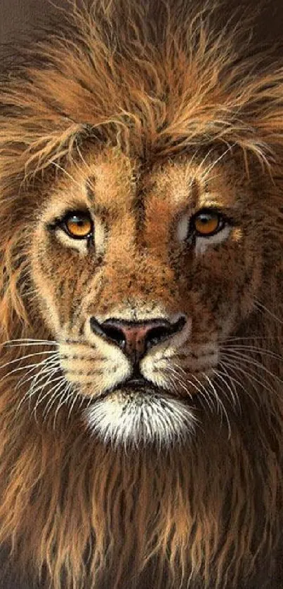 Majestic lion portrait artwork with detailed brush strokes.