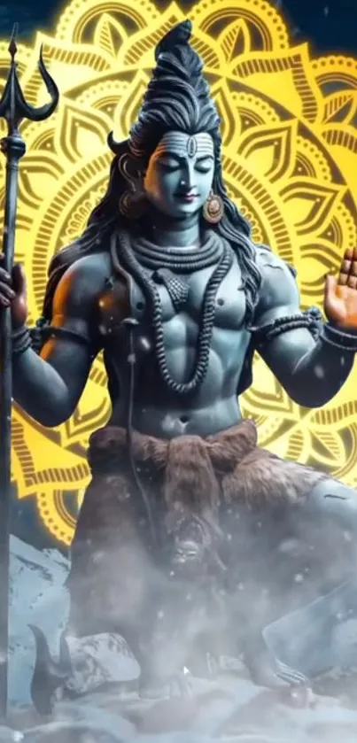 Majestic Lord Shiva with dark blue tones.