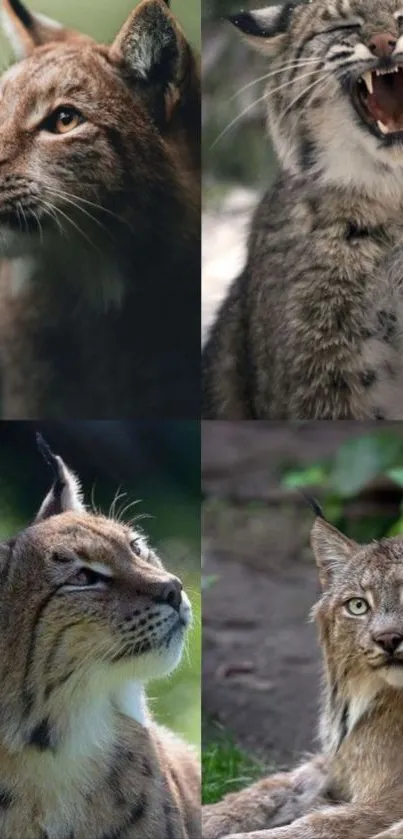 Four lynxes in majestic natural poses.