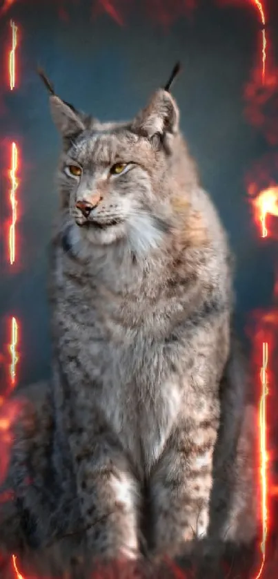 Majestic lynx with dark blue backdrop for phone wallpaper.